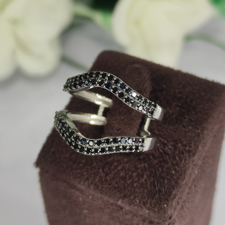 Round Cut Black Diamond Enhancer Wedding Band - Aggie Ring - Bridal Ring Insert