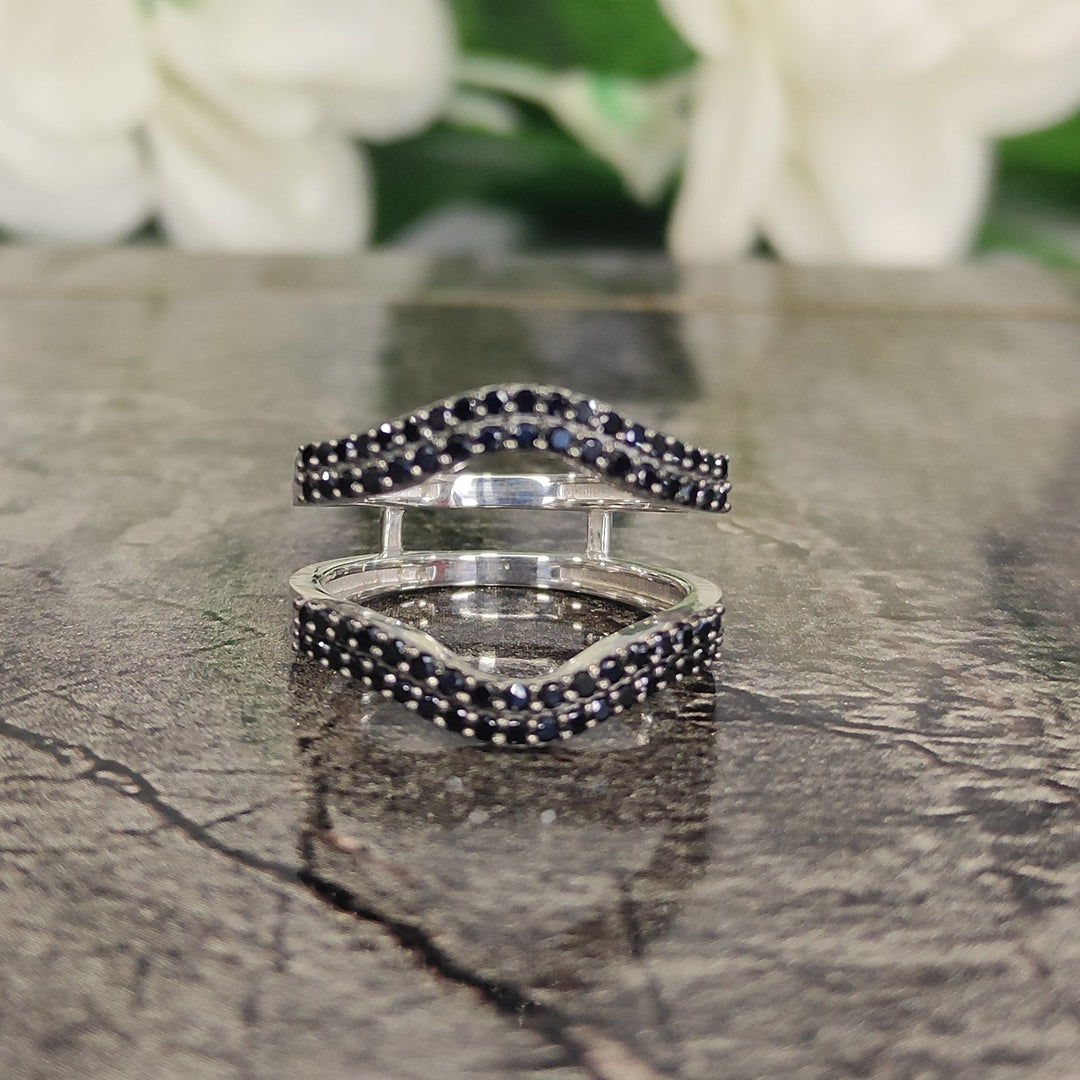 Round Cut Black Diamond Enhancer Wedding Band - Aggie Ring - Bridal Ring Insert