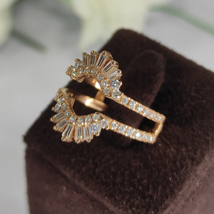 Vintage Baguette Diamond Enhancer Band Gold Vermeil - Diamond Ring Wrap Guard