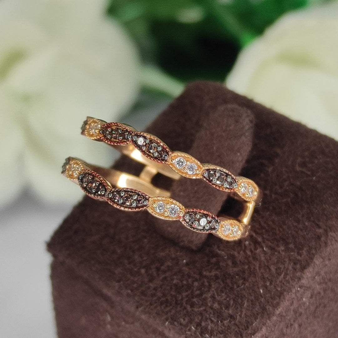 Vintage Quartz Diamond Ring Enhancer - Filigree Ring Jacket - Curved Ring