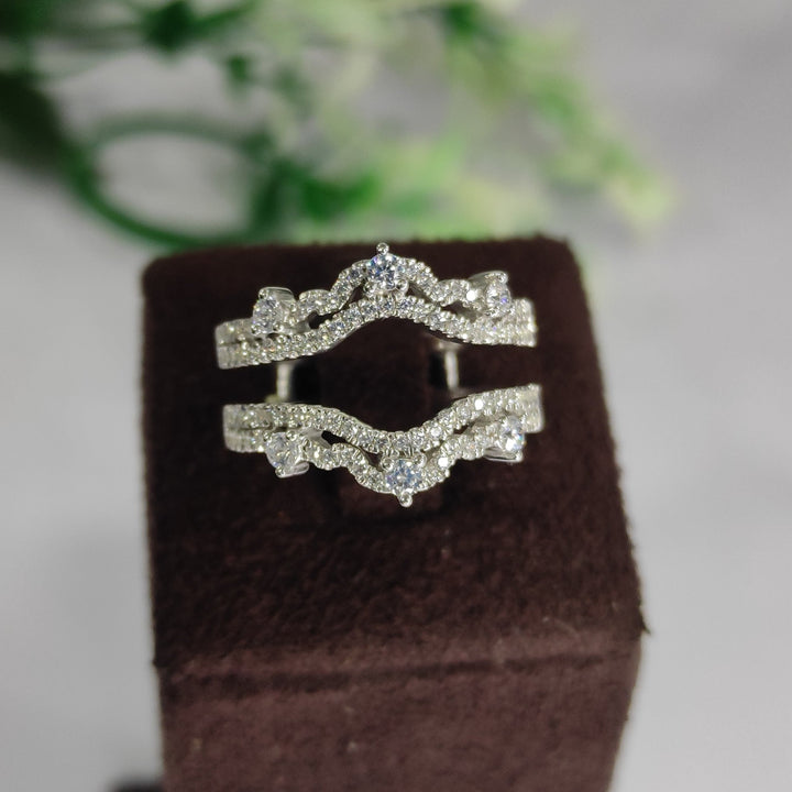 Vintage Round Cut Diamond Ring Enhancer - 925 Sterling Silver Enhancer Guard Ring Wrap Enhancer