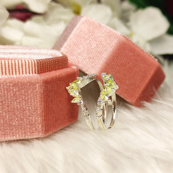 0.50ct Marquise Peridot & Round Diamond Ring Guard Enhancer