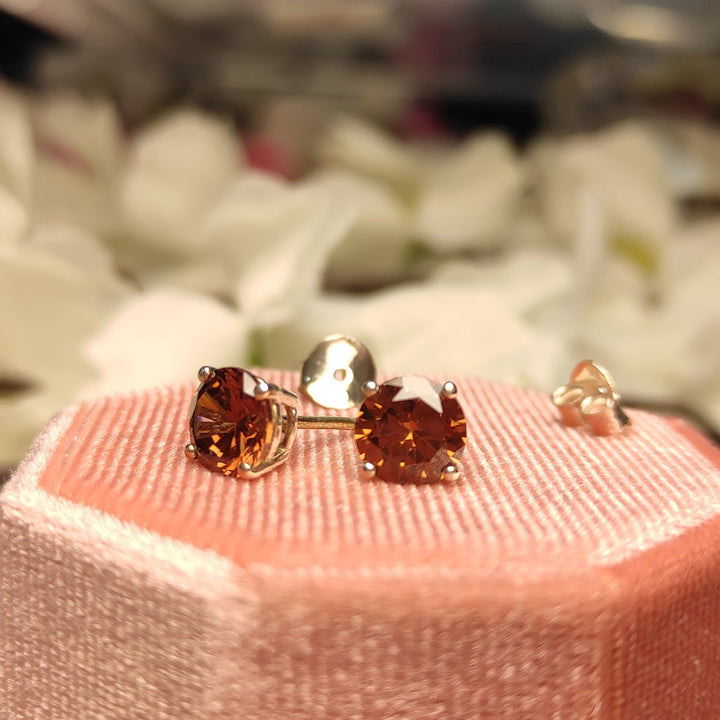 Natural Smokey quartz earrings - Brown Studs - Gift For Sister