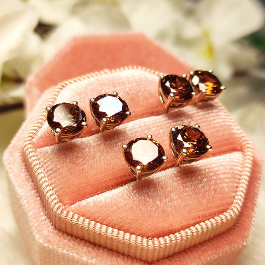 Natural Smokey quartz earrings - Brown Studs - Gift For Sister