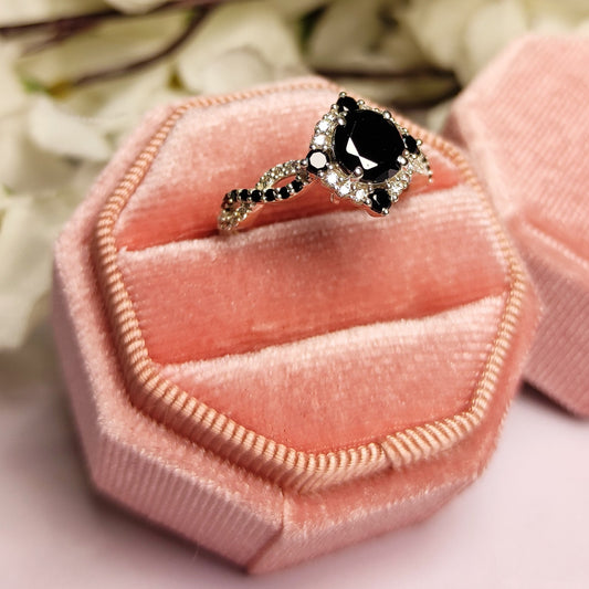 1/4 ct Black diamond Wedding Engagement Ring - Black Onyx Ring For Woman