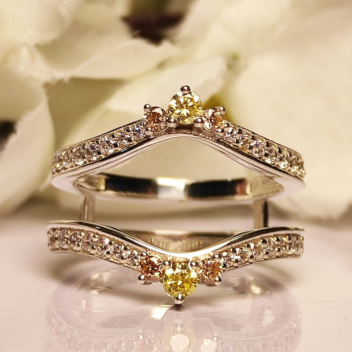 Peridot & Champagne Diamond Wrap Ring Guard - Wedding Gift