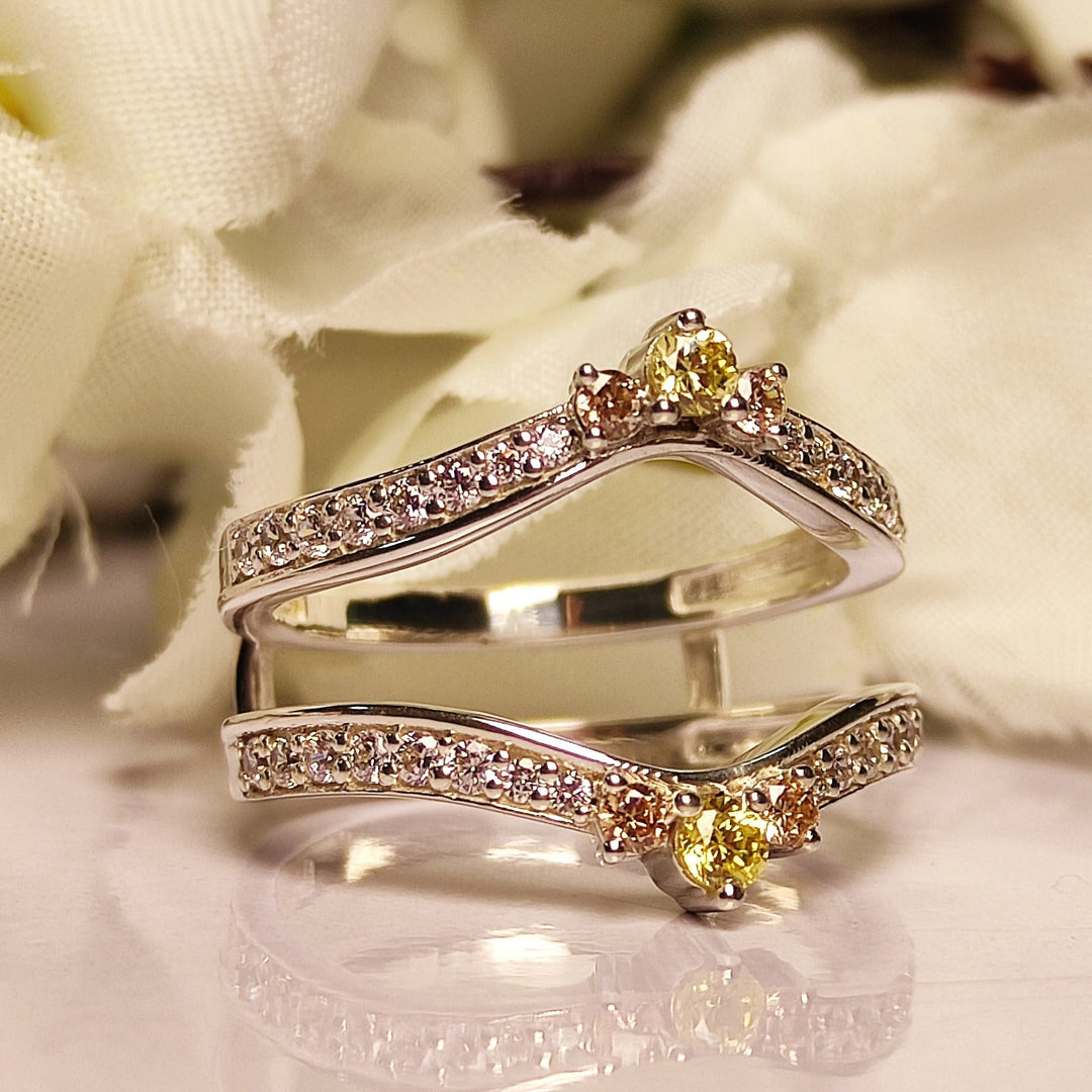 Peridot & Champagne Diamond Wrap Ring Guard - Wedding Gift