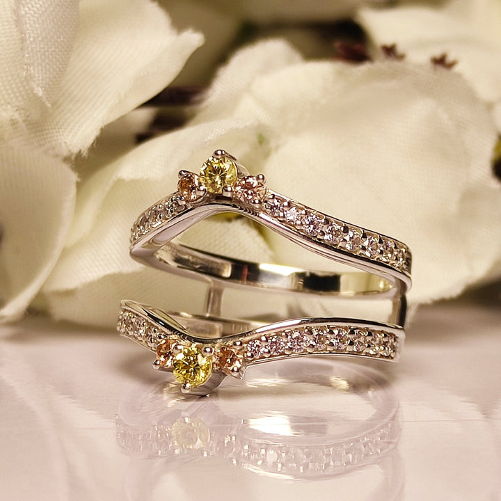 Peridot & Champagne Diamond Wrap Ring Guard - Wedding Gift