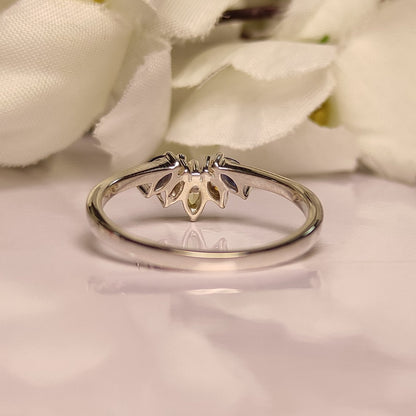 Peridot & Champagne & Sapphire Diamond Multi-Stone Curved Ring - Christmas Gift