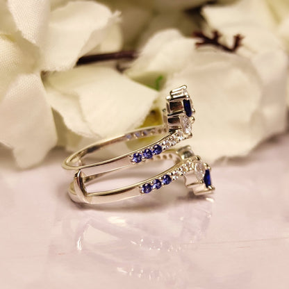 Sapphire & White Diamond Wedding Ring Enhancer & Ring Jacket