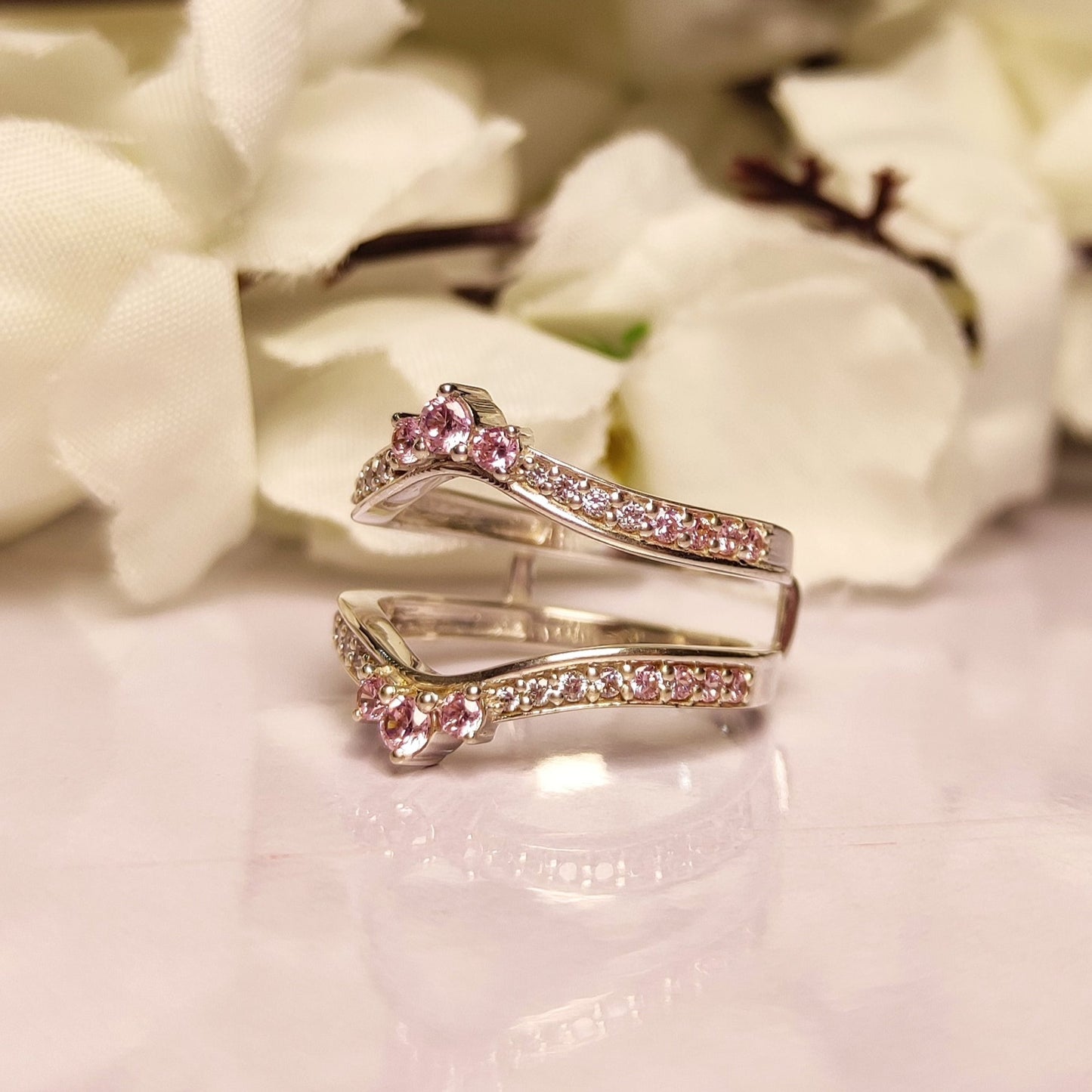 Pink Sapphire & White Diamond Wrap Ring Enhancer