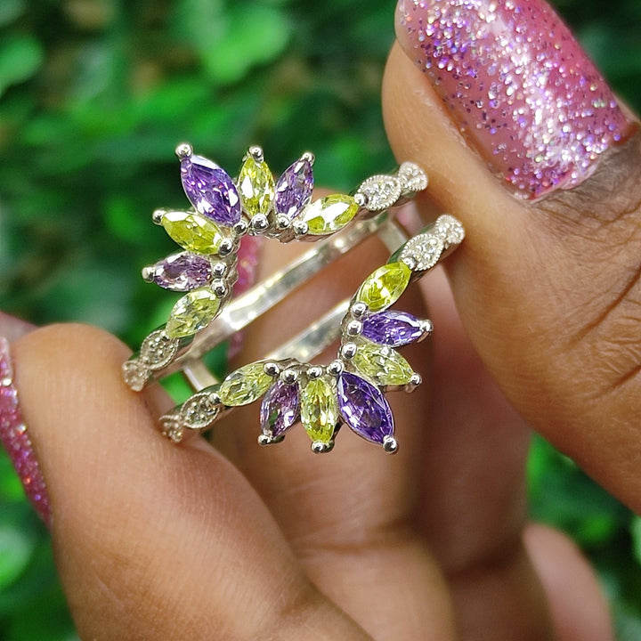 Vintage Marquise Cut Amethyst & Peridot Engagement Enhancer Wrap Ring jacket - Special Gift for Her