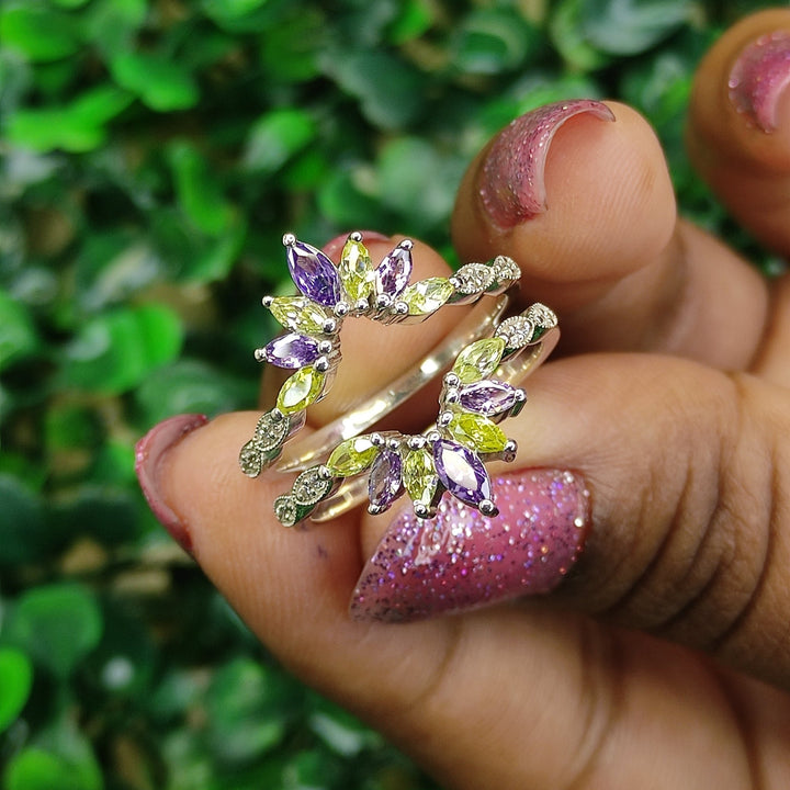 Vintage Marquise Cut Amethyst & Peridot Engagement Enhancer Wrap Ring jacket - Special Gift for Her