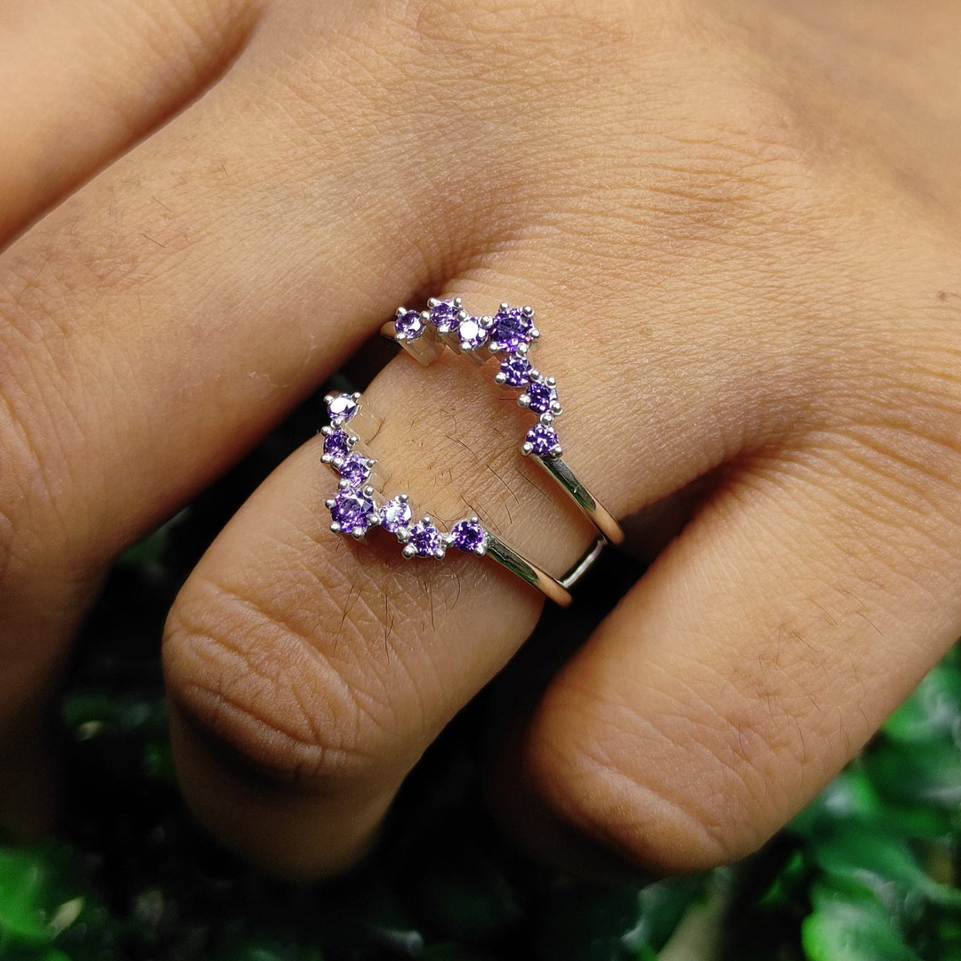 Round Cut Amethyst Enhancer Wedding Band Ring in 925 Sterling Silver - Gift For Wife