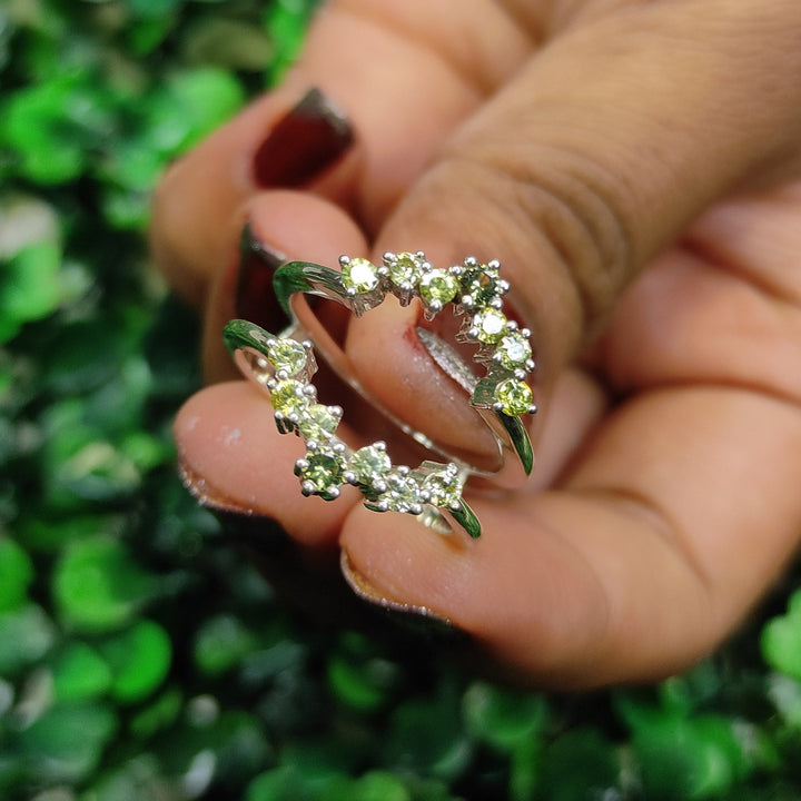 Round Cut Peridot Cluster Ring Enhancer in 925 Sterling Silver - Custom Wedding Engagement Ring Jacket