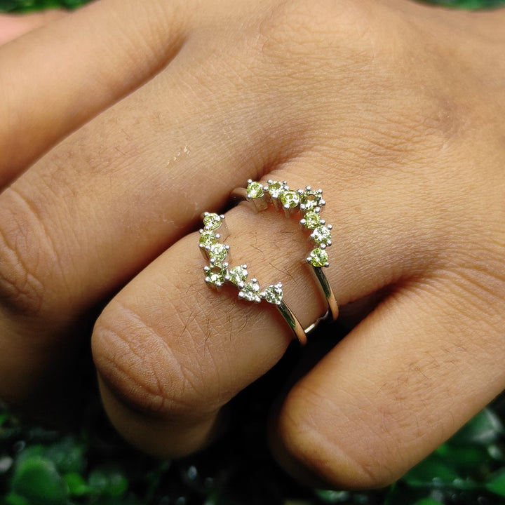 Round Cut Peridot Cluster Ring Enhancer in 925 Sterling Silver - Custom Wedding Engagement Ring Jacket