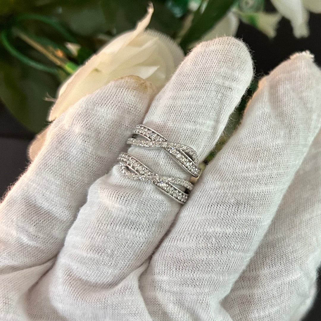 Solitaire Engagement Wrap Ring Jacket in 14K White Gold Over - Gift For Mum