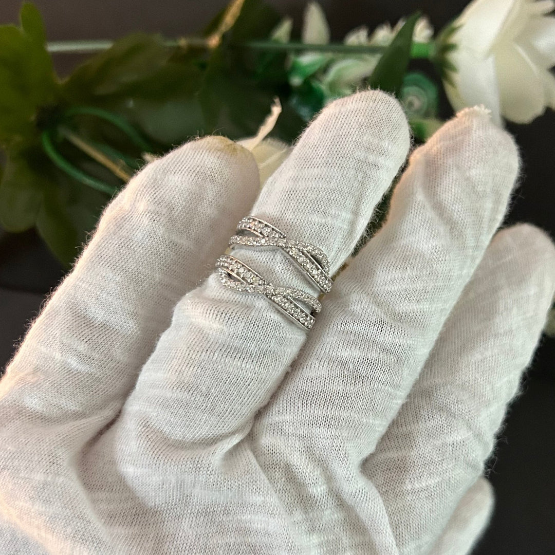 Solitaire Engagement Wrap Ring Jacket in 14K White Gold Over - Gift For Mum