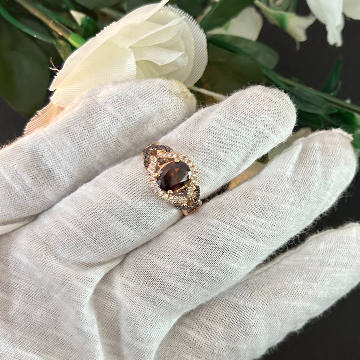 Oval Cut Natural Brown Diamond Ring - 14k Rose gold finish Statement Ring - Promise Ring - Anniversary Gift For Her