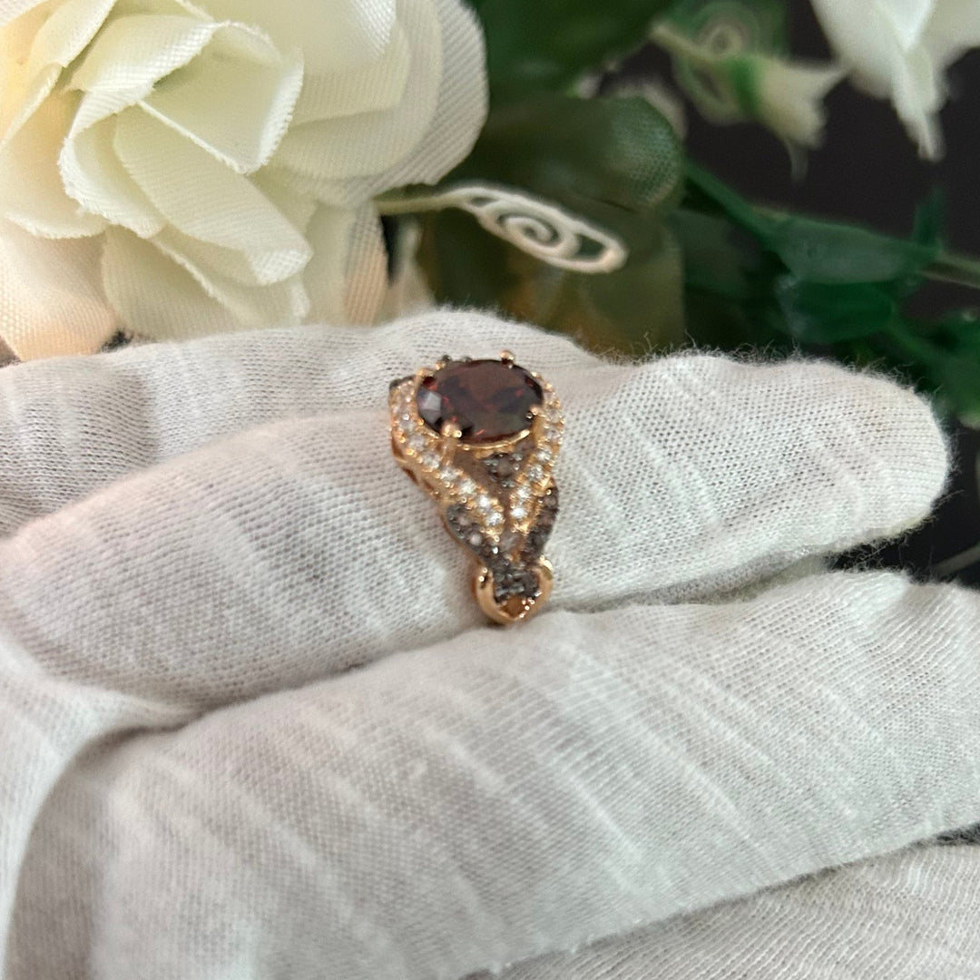 Oval Cut Natural Brown Diamond Ring - 14k Rose gold finish Statement Ring - Promise Ring - Anniversary Gift For Her