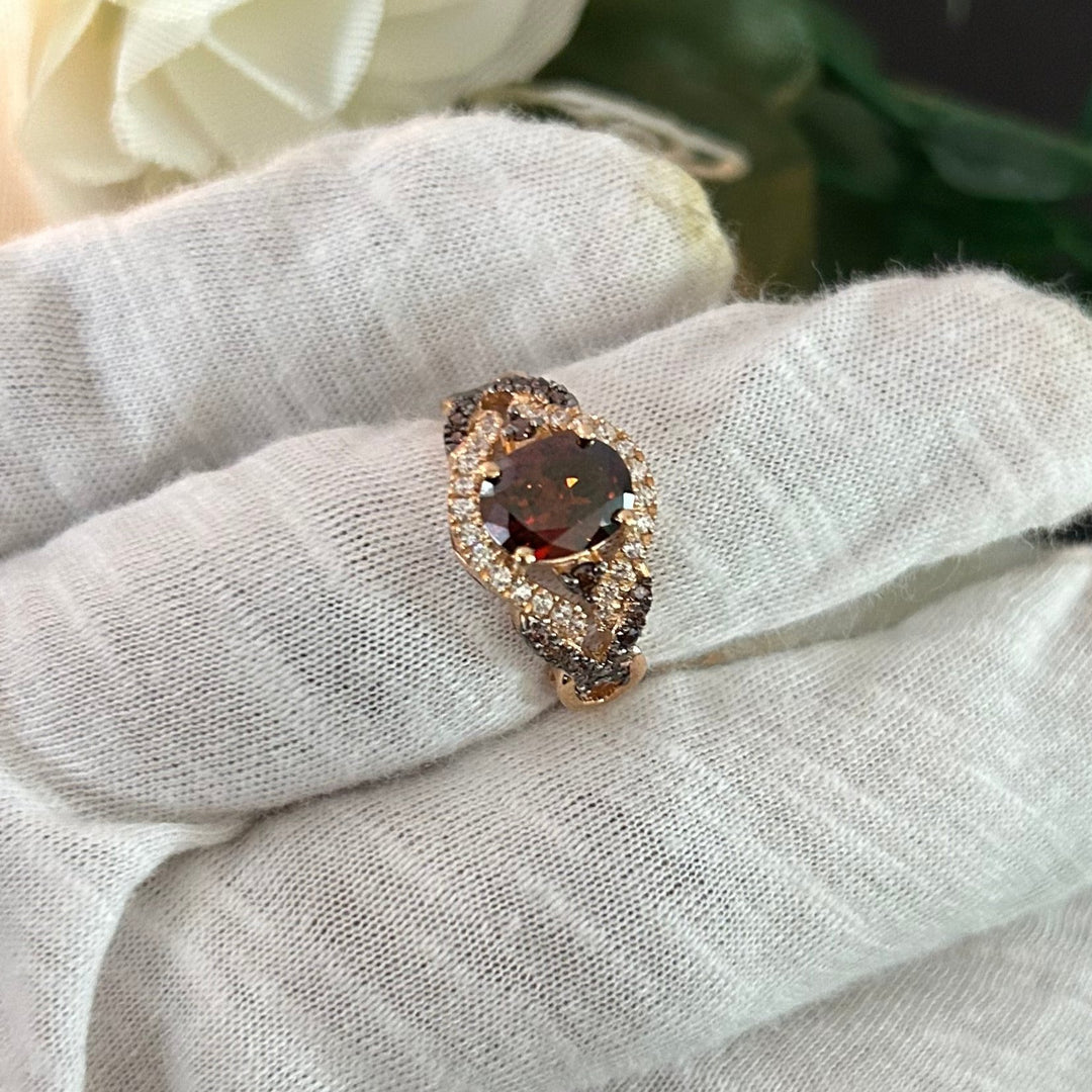 Oval Cut Natural Brown Diamond Ring - 14k Rose gold finish Statement Ring - Promise Ring - Anniversary Gift For Her