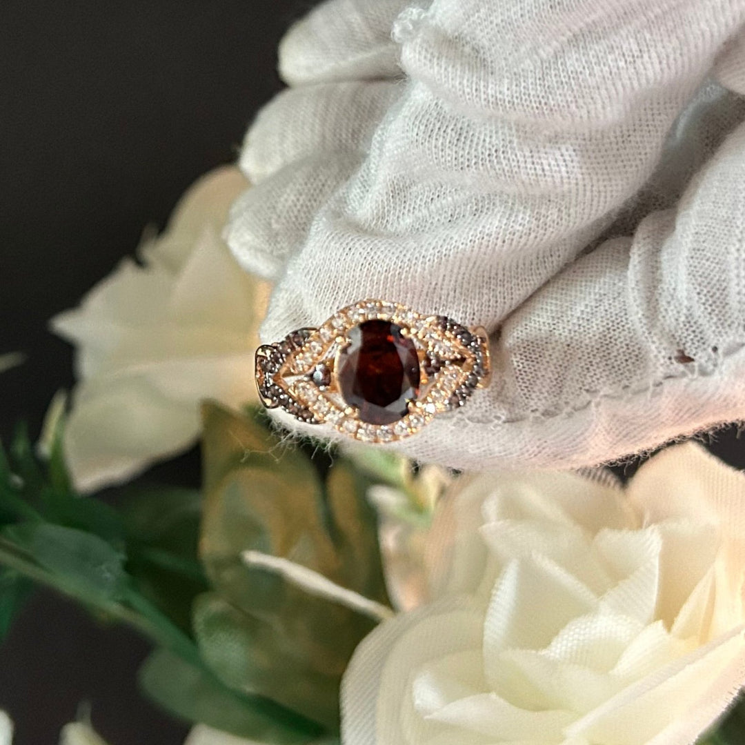 Oval Cut Natural Brown Diamond Ring - 14k Rose gold finish Statement Ring - Promise Ring - Anniversary Gift For Her