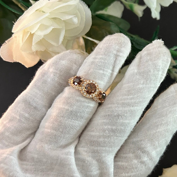 Brown smoky quartz ring 14K Rose Gold Finish Engagement Ring For Women - Promise Ring Birthday Gift - Anniversary Gift