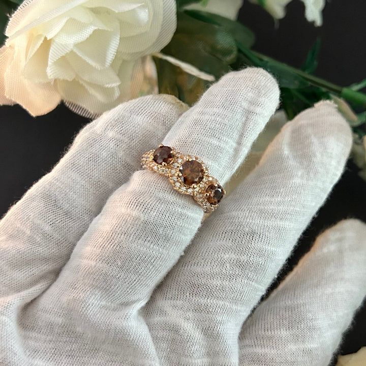 Brown smoky quartz ring 14K Rose Gold Finish Engagement Ring For Women - Promise Ring Birthday Gift - Anniversary Gift