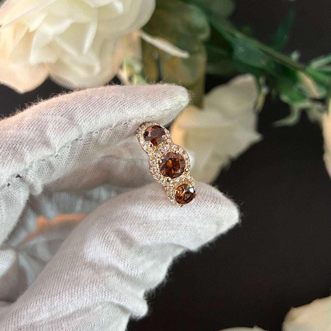 Brown smoky quartz ring 14K Rose Gold Finish Engagement Ring For Women - Promise Ring Birthday Gift - Anniversary Gift