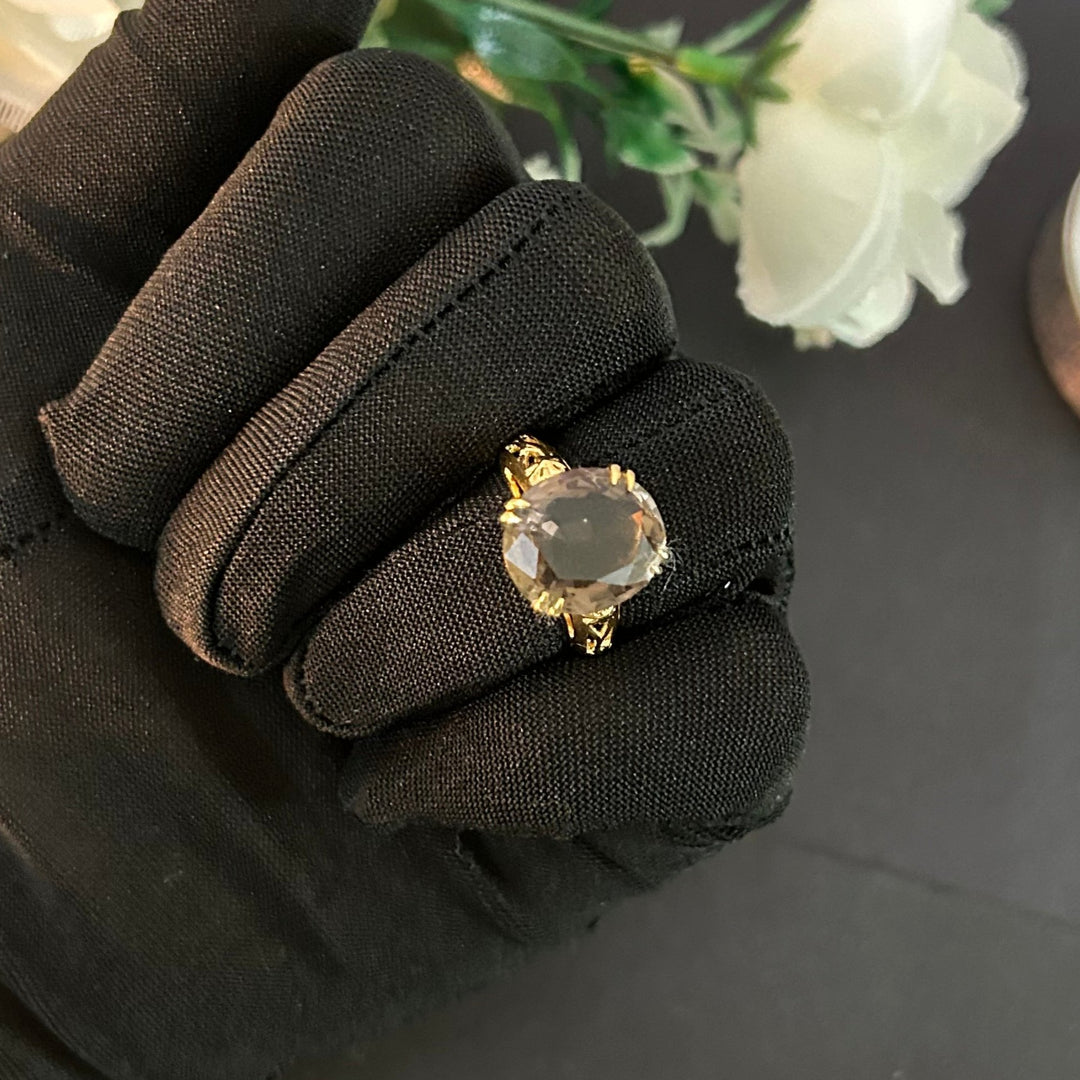 Oval Cut Brown Diamond Vintage Soliatire Ring 14k Yellow Gold Finish - Wedding Solitaire Ring - Gift For Her