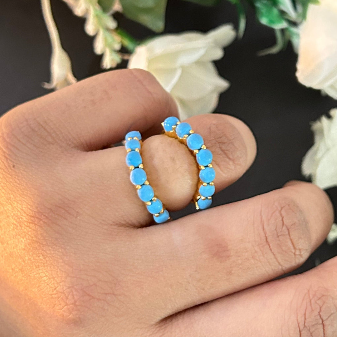 Turquoise Wedding Band Wrap Ring 14k Yellow Gold Matching Band Natural Birthstone Valentine Gift