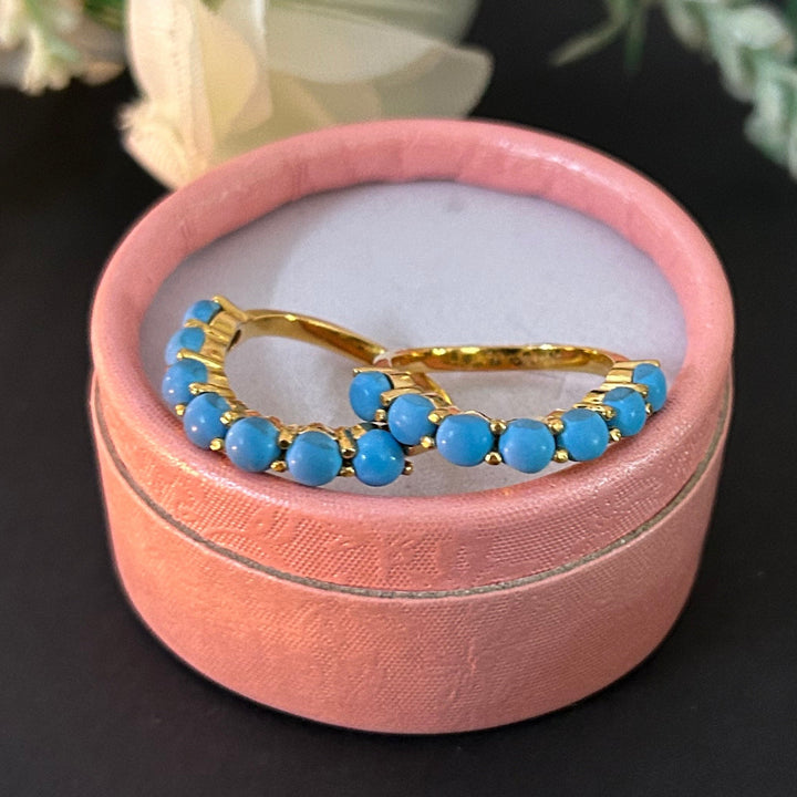 Turquoise Wedding Band Wrap Ring 14k Yellow Gold Matching Band Natural Birthstone Valentine Gift