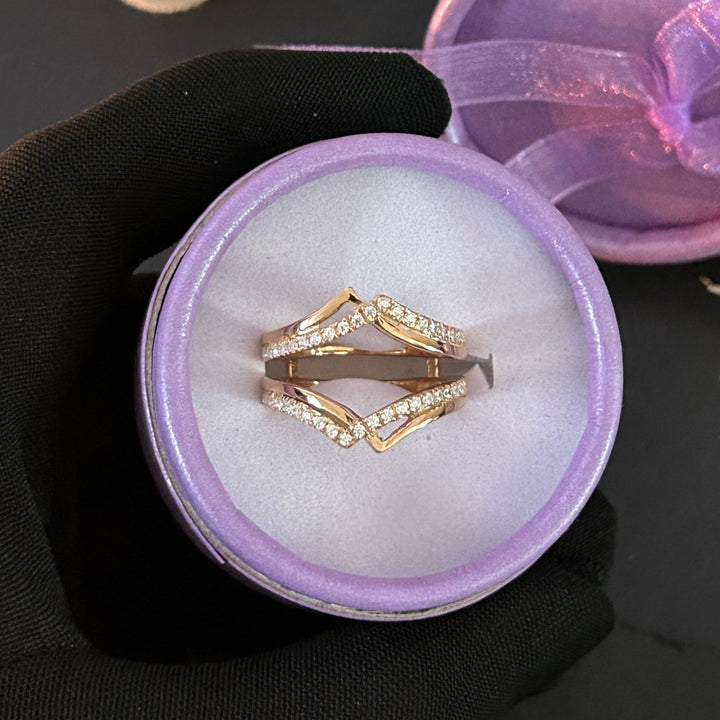 Diamond Wedding Enhancer Ring Gaurd - Chevron Marriage Ring for Bride Unique curved Delicate Stacking Ring jacket