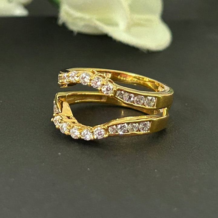 Round Cut Diamond Engagement Ring Enhancer in 14k Yellow Gold over - Gift For Her