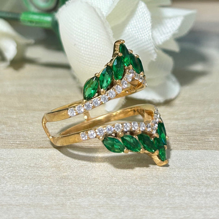 Marquise Cut Emerald Wrap Ring Enhancer in 925 Sterling Silver - Stacking Promise Ring - Gift For Mum