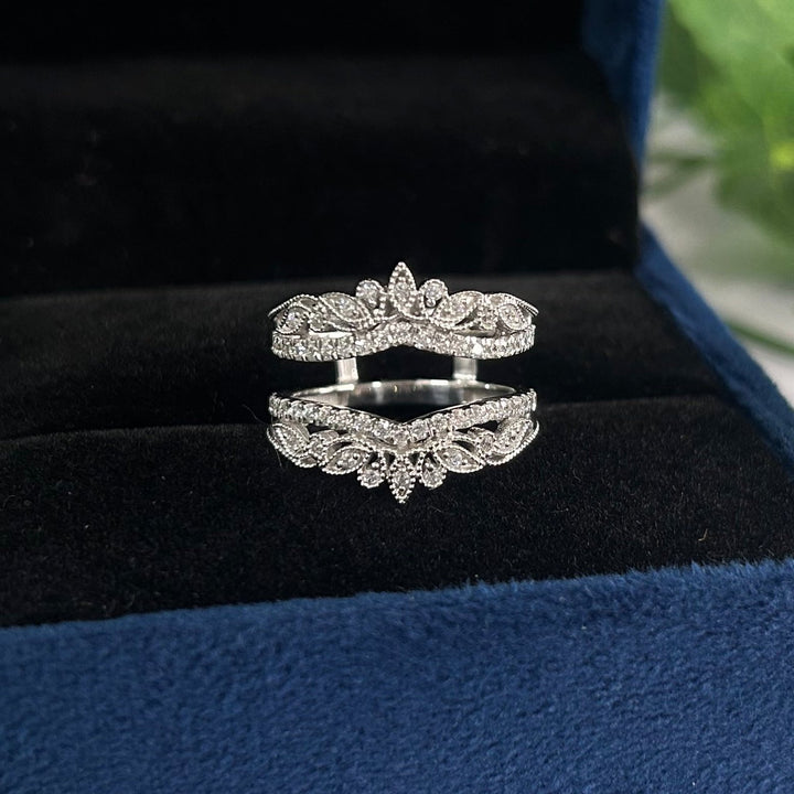 Vintage Engagement Enhancer Wrap Ring in 14K White Gold Over - Birthday Gift For Mum