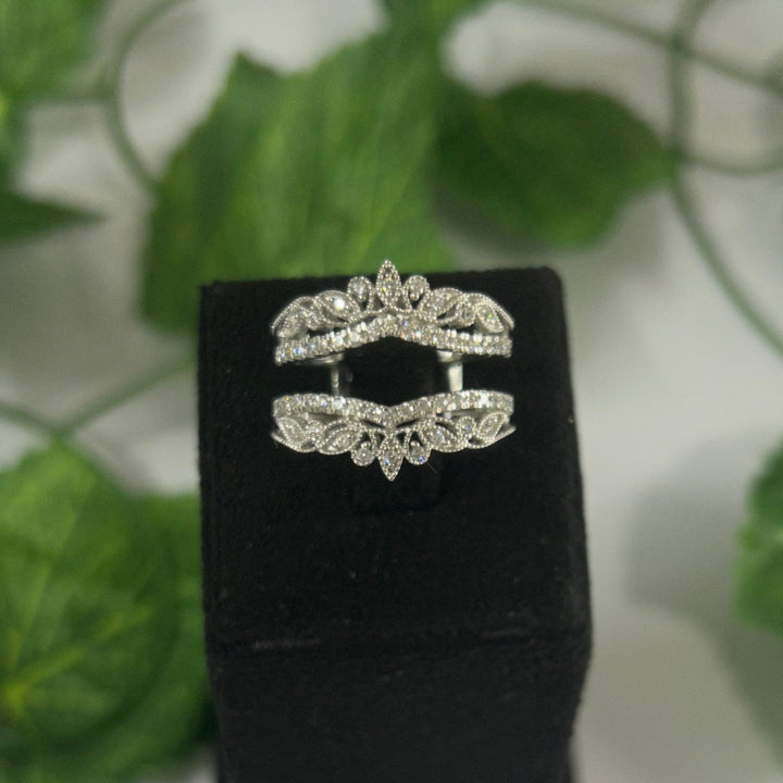 Vintage Engagement Enhancer Wrap Ring in 14K White Gold Over - Birthday Gift For Mum