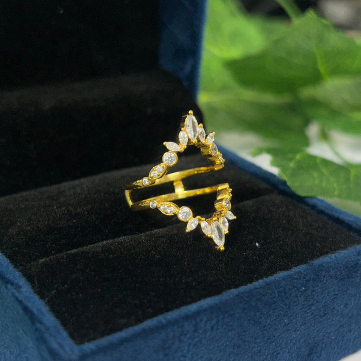 Vintage Wedding Ring Jacket 14k Yellow gold Finish - Promise Anniversary Bridal Ring - Gift