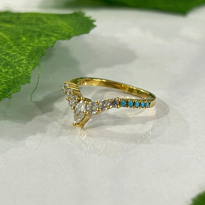 Turquoise & White Diamond Wedding Band 925 Sterling Silver - Engagement Wedding Band Ring - Gift For Bride