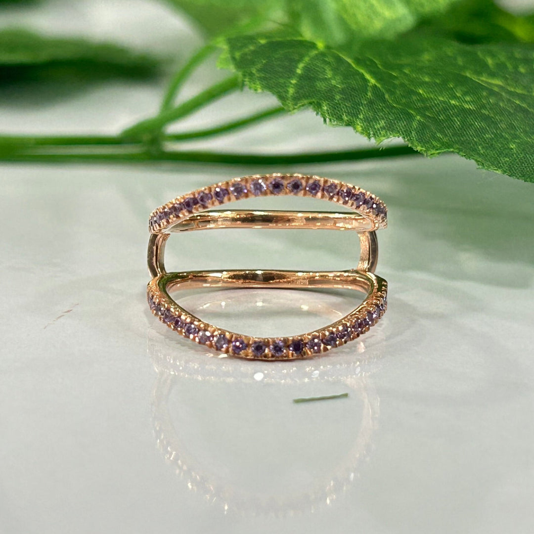 Customizable Ring Enhancer, 14K Rose Gold Over Amethyst Ring Enhancer, Gift For Mum