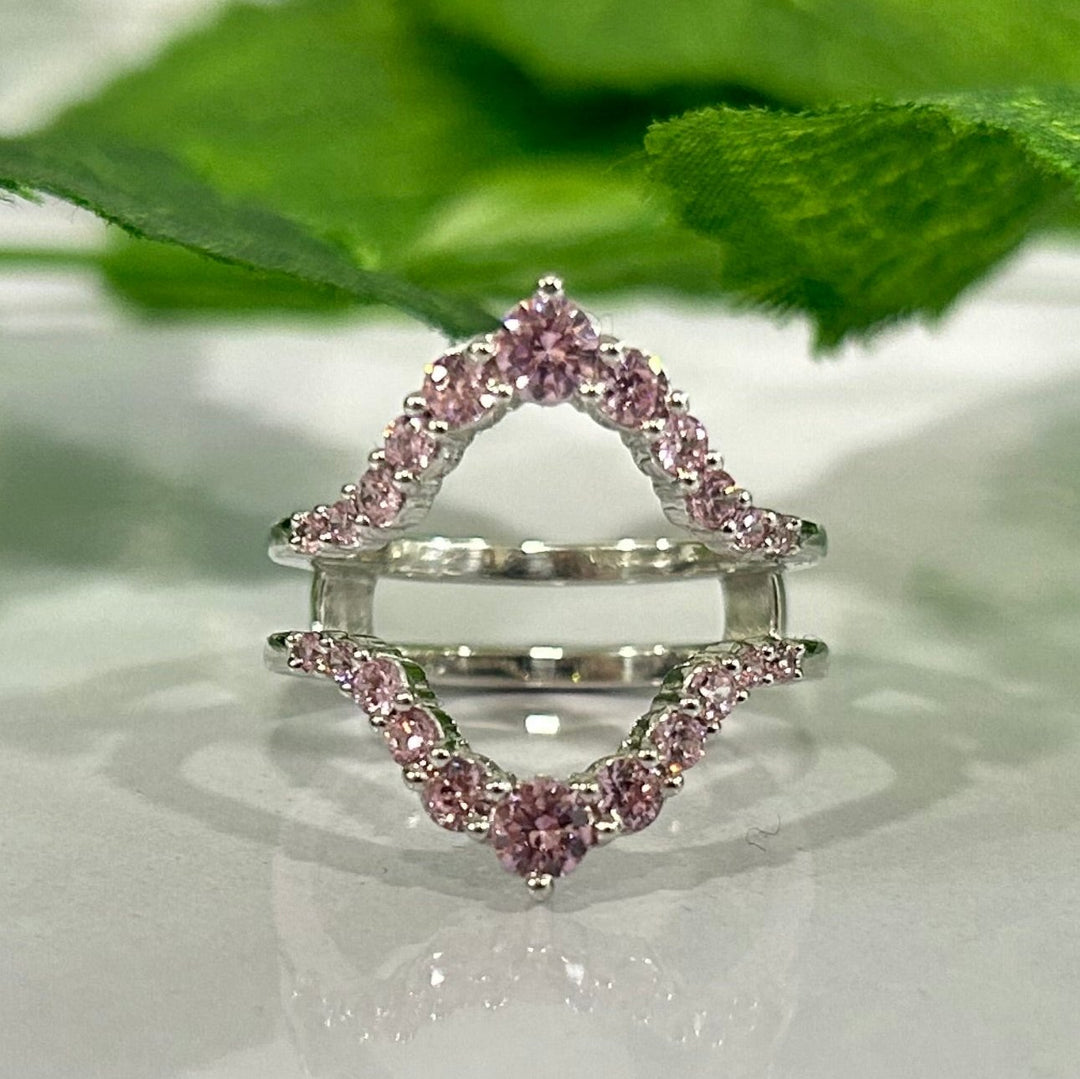 Antique Pink Sapphire Wrap Ring Jacket in 925 Sterling SIlver - Birthday gift