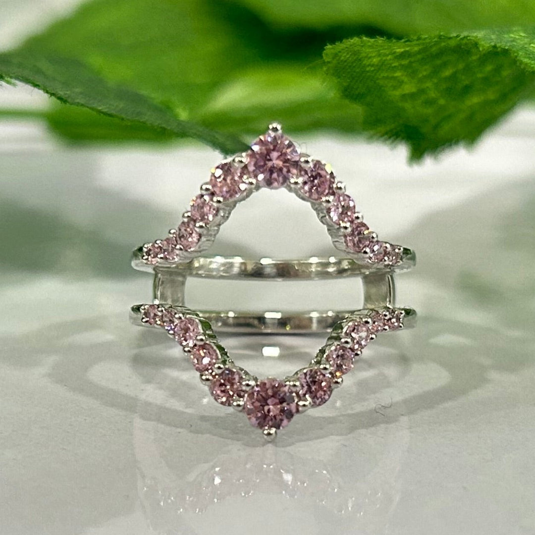 Antique Pink Sapphire Wrap Ring Jacket in 925 Sterling SIlver - Birthday gift