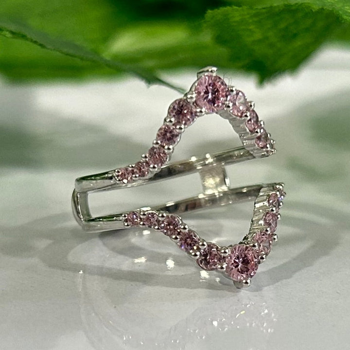 Antique Pink Sapphire Wrap Ring Jacket in 925 Sterling SIlver - Birthday gift