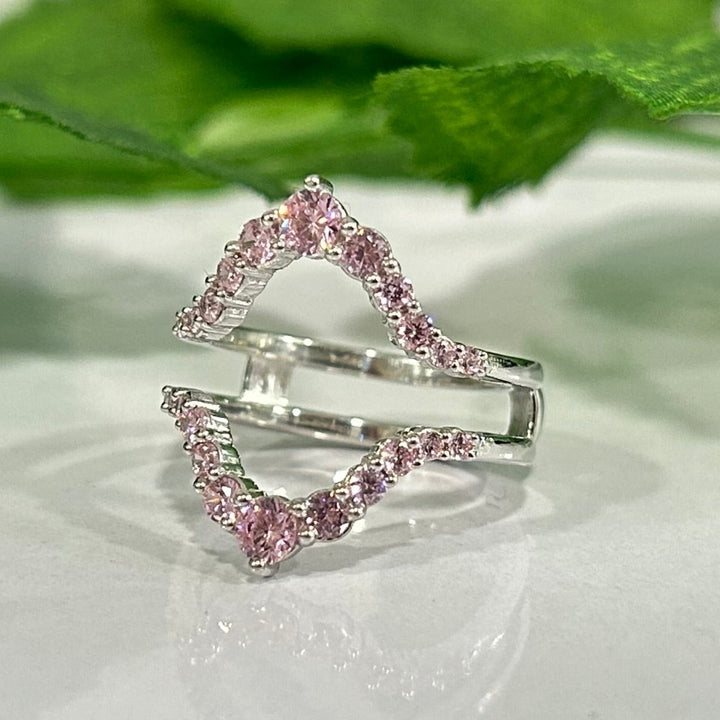 Antique Pink Sapphire Wrap Ring Jacket in 925 Sterling SIlver - Birthday gift