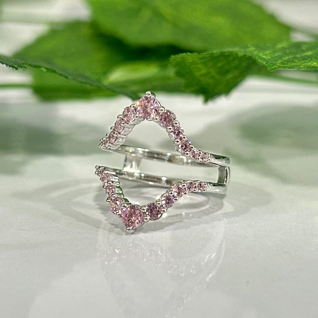 Antique Pink Sapphire Wrap Ring Jacket in 925 Sterling SIlver - Birthday gift