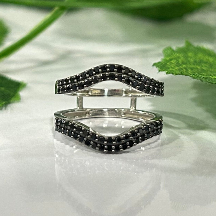 Black Diamond Wedding Ring Enhancer in 925 Sterling Silver -  Proposal RIng