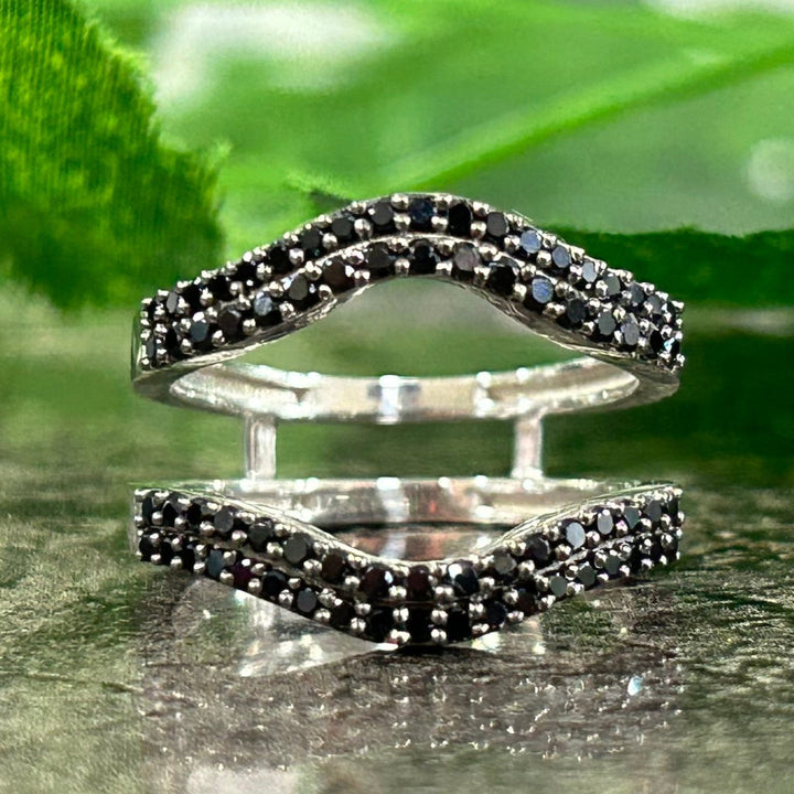 Black Diamond Wedding Ring Enhancer in 925 Sterling Silver -  Proposal RIng