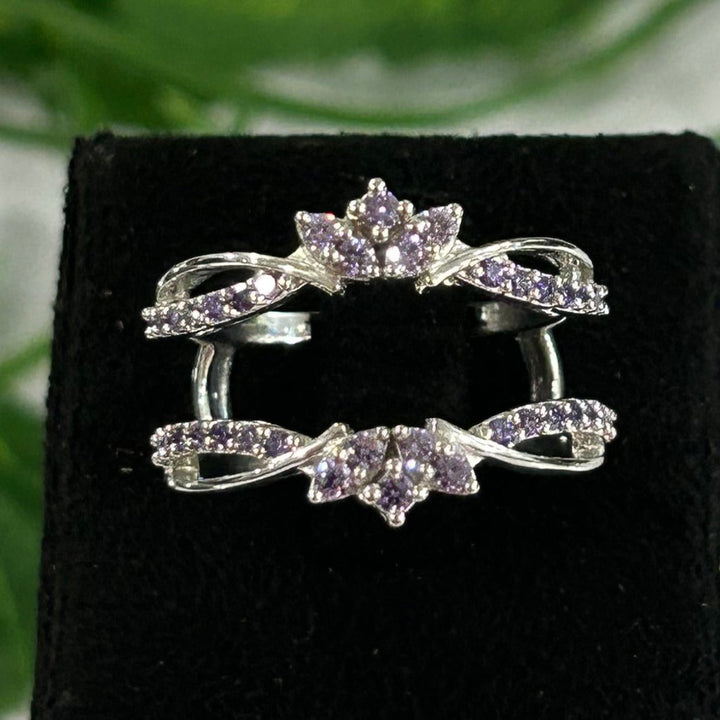 Vintage Amethyst Wrap Ring Enhancer 14k White Gold Finish - Ring Jacket Gift For Mom - Gift For Sister