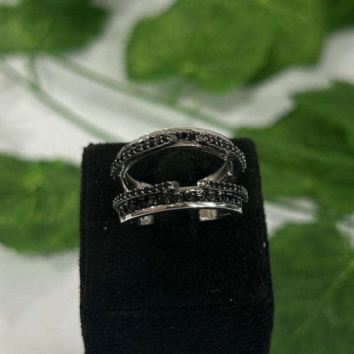 Black Onyx Engagement Wrap Ring guard in 925 Sterling Silver - Gift For Wife