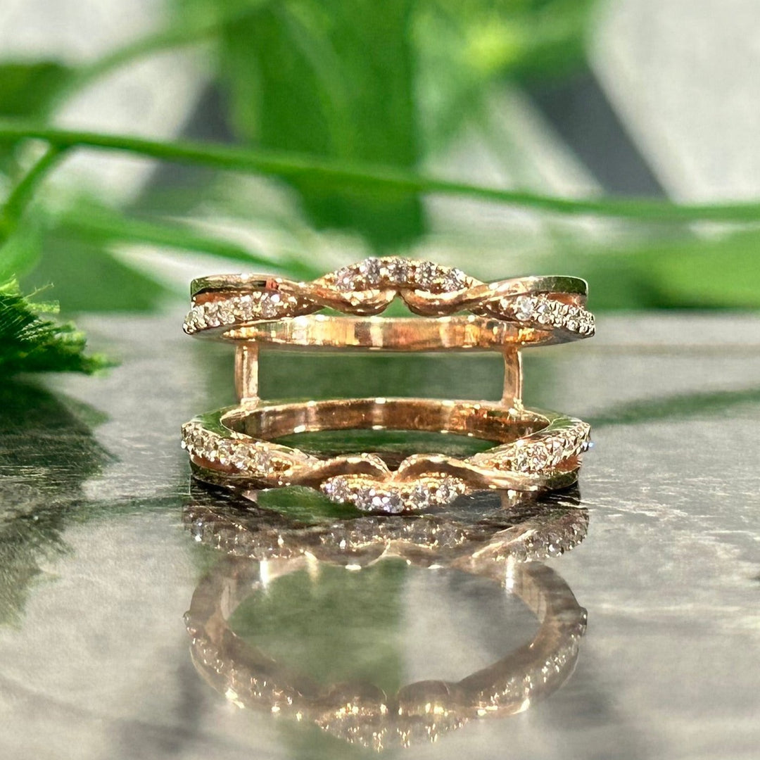 Wrap Ring Guard Enhancer Ring 14k Rose Gold Finish - Wedding Ring Enhancer - Special Anniversary Gift For Wife